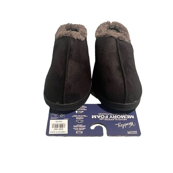 Wembley Slippers Mens Med 8-9 Black Memory Foam Comfort Lasting All Day Wear NEW - Picture 8 of 8